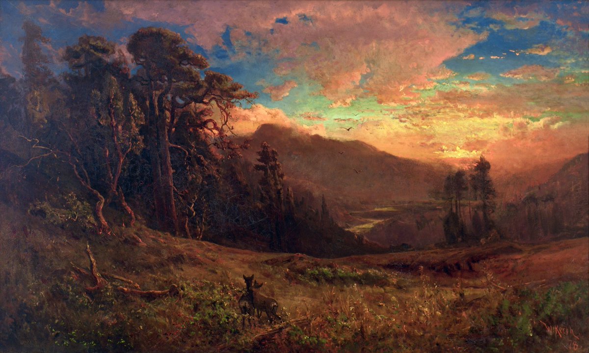 An Autumnal Sunset On The Russian River Evening Glow by William Keith, oil on canvas 1878.