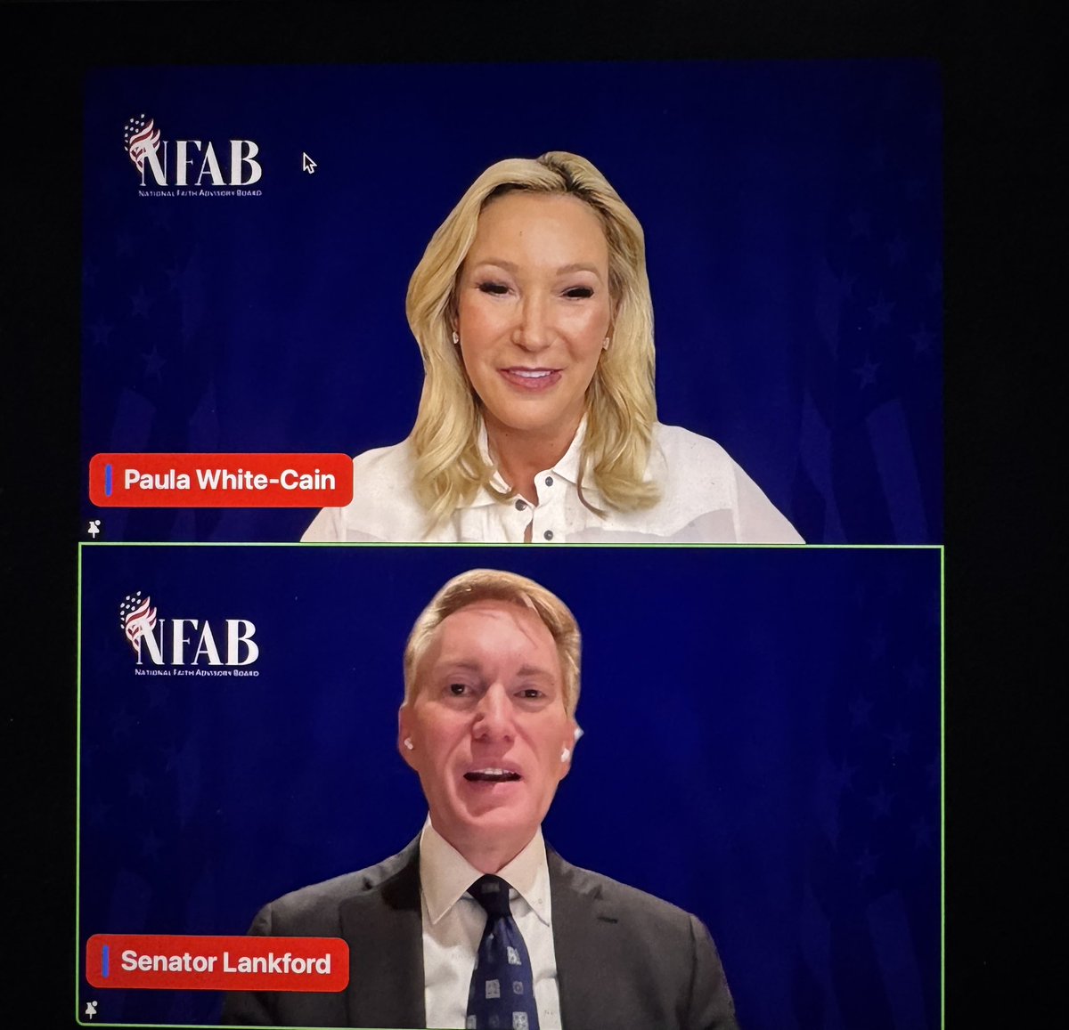 Right now <a href="/SenatorLankford/">Sen. James Lankford</a> joins us for very special Webinar/call. 

We will be praying for the nation. Praying for revival. 

Reformation &amp; Revival 

<a href="/Paula_White/">Paula White-Cain</a> <a href="/greglaurie/">Greg Laurie</a>