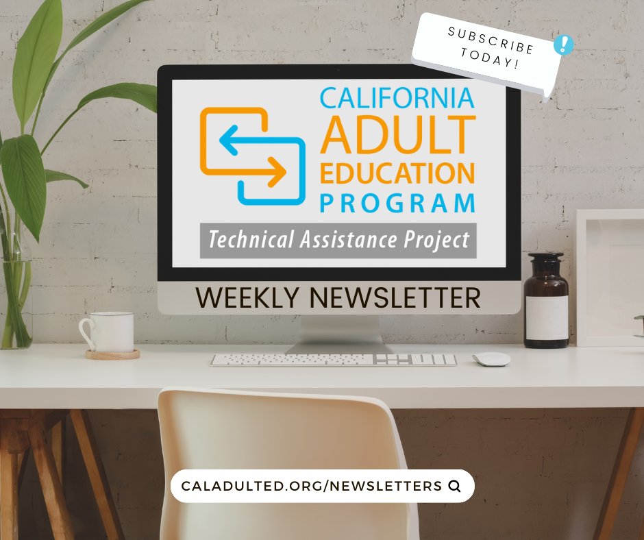 Have you subscribed to CAEP's weekly newsletter?  😀

•Advancing CA Adult Education Model Program: A New Community Partnership Resource Portal for Adult Education...and more

Click the link to read the full newsletter. ⤵️
caladulted.org/Newsletters

 #AdultEducation