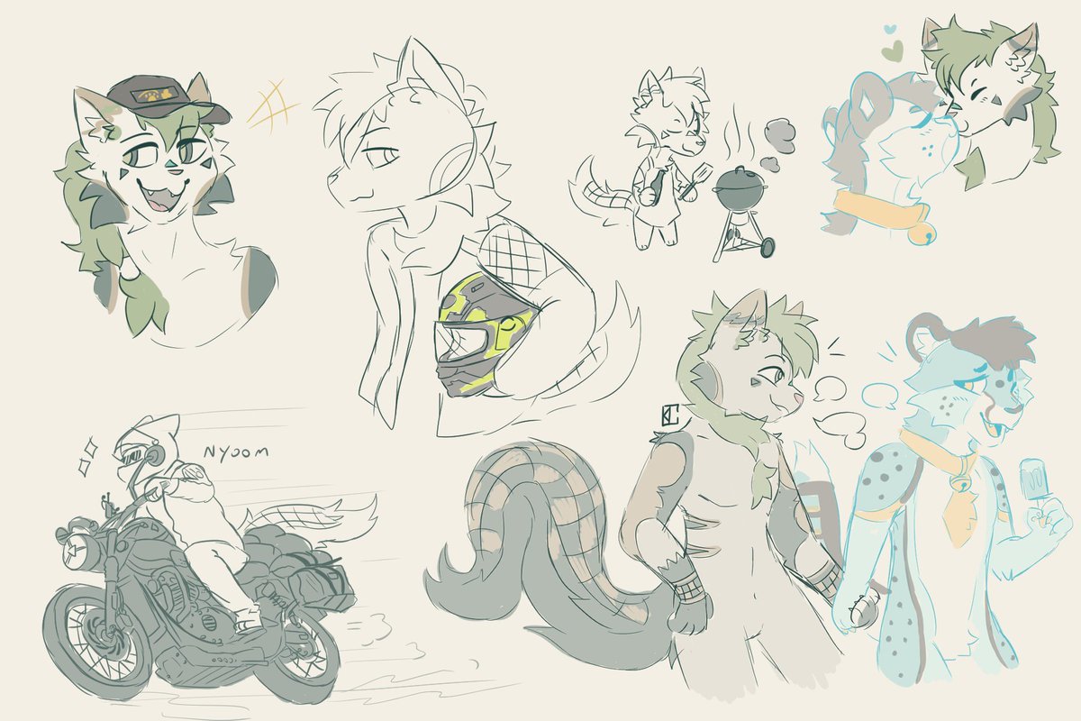 Sketchpage for <a href="/PeanutAWC/">Peanut</a> (And <a href="/Sloogboox/">Sloogboox</a>  Happy belated birthday Sloogalu!) 🐈🏍️💚