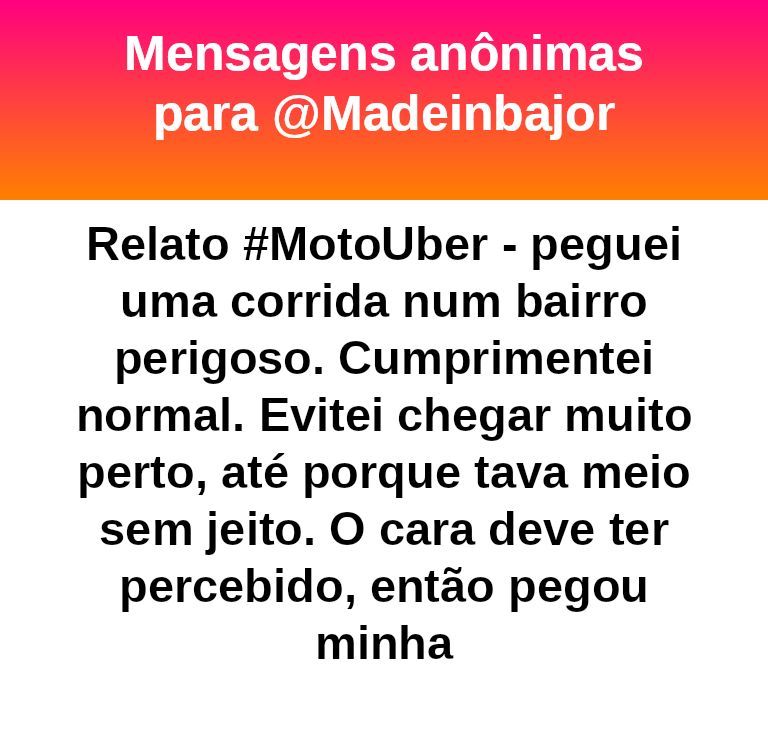 madeinbajor's tweet photo. Relato #MotoUber
Ta né. Vou falar oq? #bajo23743 https://t.co/5kphAO6xKI
