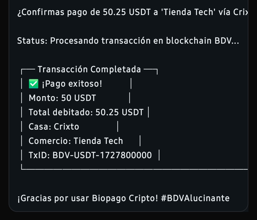 ernestoHpc21's tweet photo. 🚀 Alucinando con el futuro! Imagina el #BDV integrando #USDT en #Biopago 💸. Escribes el monto, eliges casa de cambio Crixto o Kontigo, verificas con huella y ¡pago listo! 🚀 https://t.co/HpJObxh5nj