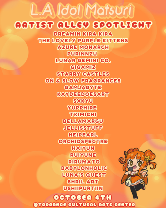 LAIdolMatsuri's tweet photo. ✨🎨 Artist Alley Spotlight! 🎨✨
Our Artist Alley is filled with amazing creators ready to share their work at LA Idol Matsuri!🌟 From adorable art to unique merch, our AA is packed with creativity you won’t want to miss.
Interested in a AA space? Send us a DM!
#idolfestival https://t.co/iK72CRDcfw