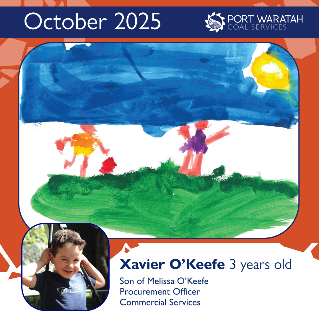We’re excited to share this month's creative Work To Live drawing by 3-year-old Xavier, the talented son of Port Waratah employee Melissa O'Keefe! Xavier's colourful artwork brings a smile and reminds us of the joy of playing outdoors! Thank you Xavier! 🌟  #WorkToLive