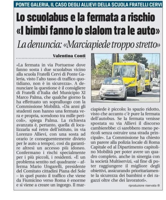 AAA FERMATA SCUOLABUS IN SICUREZZA CERCASI A PONTE GALERIA SULLA VIA PORTUENSE. SCUOLA FRATELLI CERVI  
<a href="/leggoit/">Leggo</a> 
#valentinaconti
<a href="/ilmessaggeroit/">Il Messaggero</a> 
<a href="/LCiocchetti/">Luciano Ciocchetti</a> 
#sicurezza
#trasportoscolastico
#pontegaleria
#stradescolastiche 
<a href="/diarioromano/">diarioromano</a> <a href="/ErMejoSindaco/">La Roma di Gualtieri</a> <a href="/welcometofavel1/">welcometofavelas__</a>