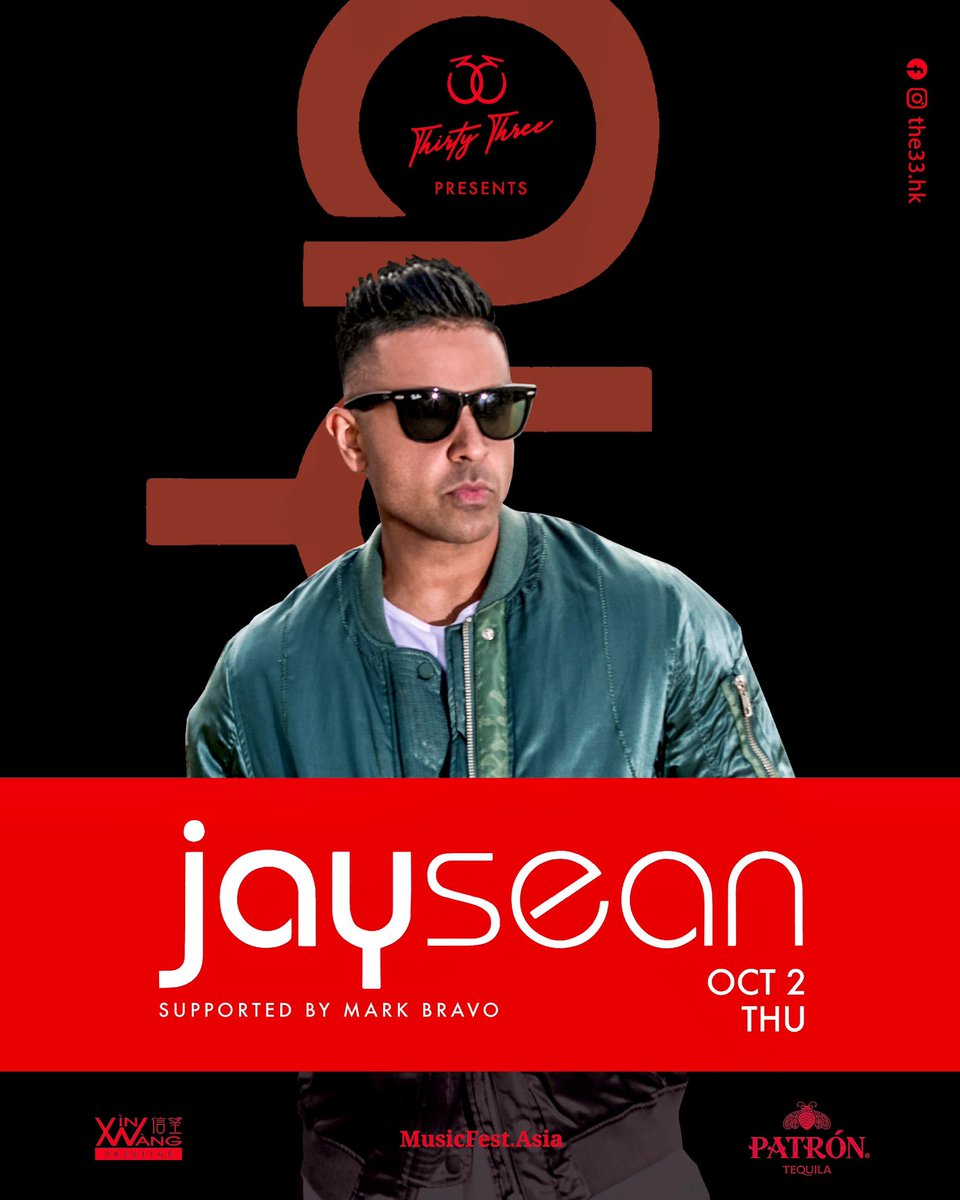 This Thurs Oct 2, R&amp;B, Pop, Superstar <a href="/jaysean/">Jay Sean</a> performs live! in #HK at The 33 Club in #LanKwaiFong! 

#JaySean #HongKong #LKF