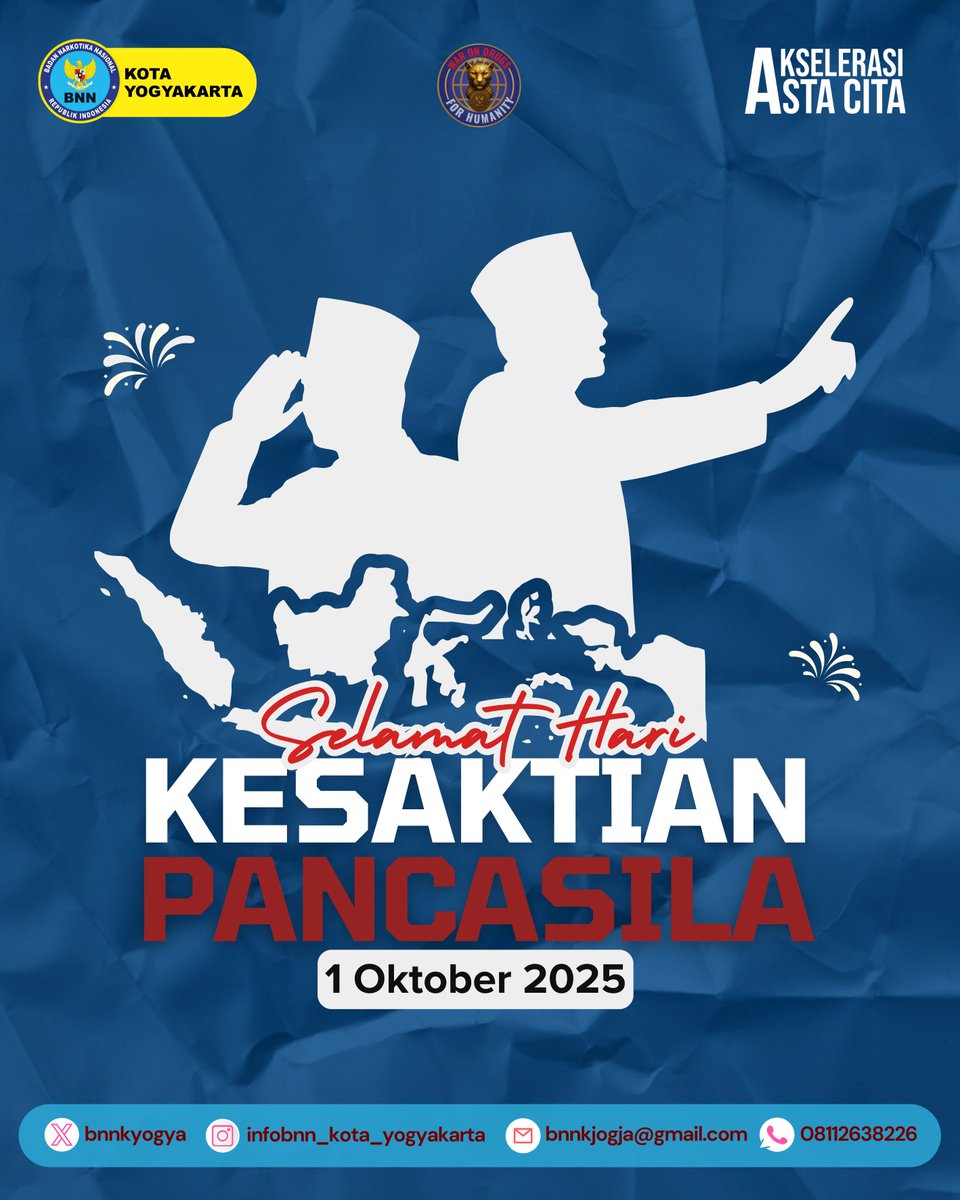 Selamat Hari Kesaktian Pancasila sobat sober!
Mari kita upayakan Pancasila Sebagai Dasar Penguatan Persatuan dan Kesatuan Bangsa di Era Digital.