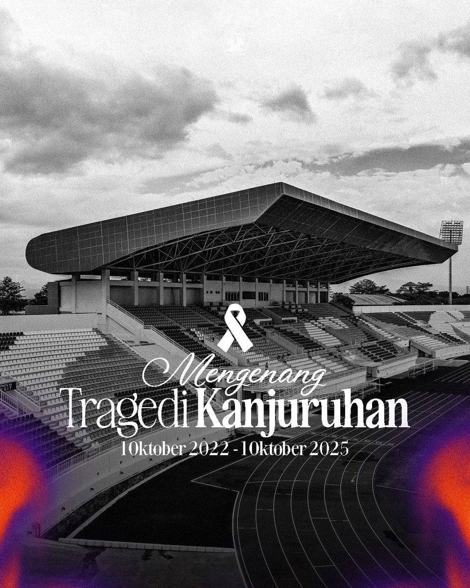 🥀
Tragedi Kanjuruhan
1 Oktober 2022 - 1 Oktober 2025

Mengenang tiga tahun berlalu sejak Tragedi Kanjuruhan. Al-Fatihah dan doa terbaik untuk para korban serta keluarga yang ditinggalkan. 🤲🏻

JUSTICE FOR 135+ 💜🤍

#Djajati
#PersikKediri