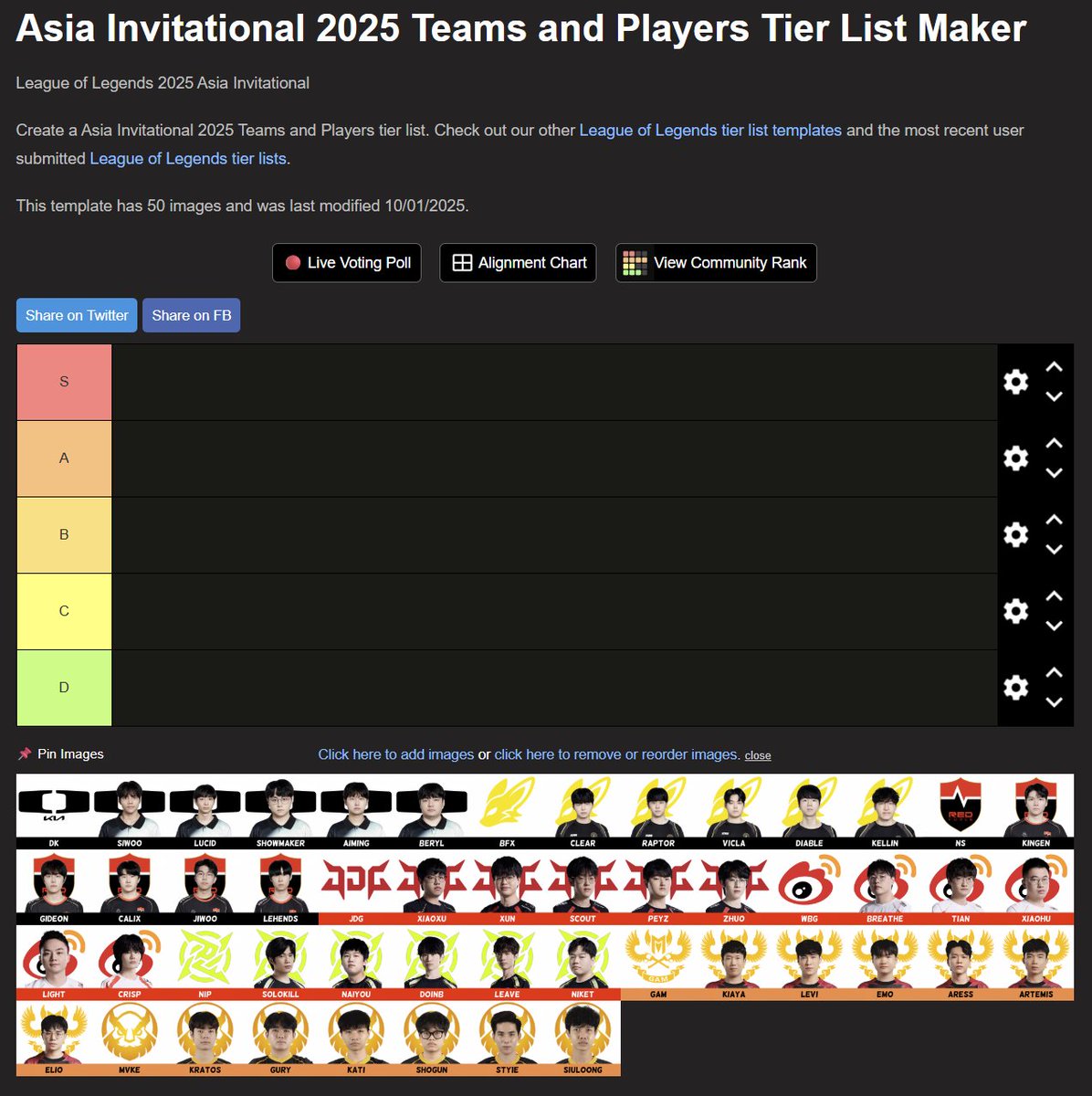 PsychoPoro's tweet photo. Assuming all the teams use their main rosters, I made a tiermaker tierlist for the teams and players at Asia Invitational 2025 for all of you to use, link in the replies https://t.co/8e4TDbGl0G
