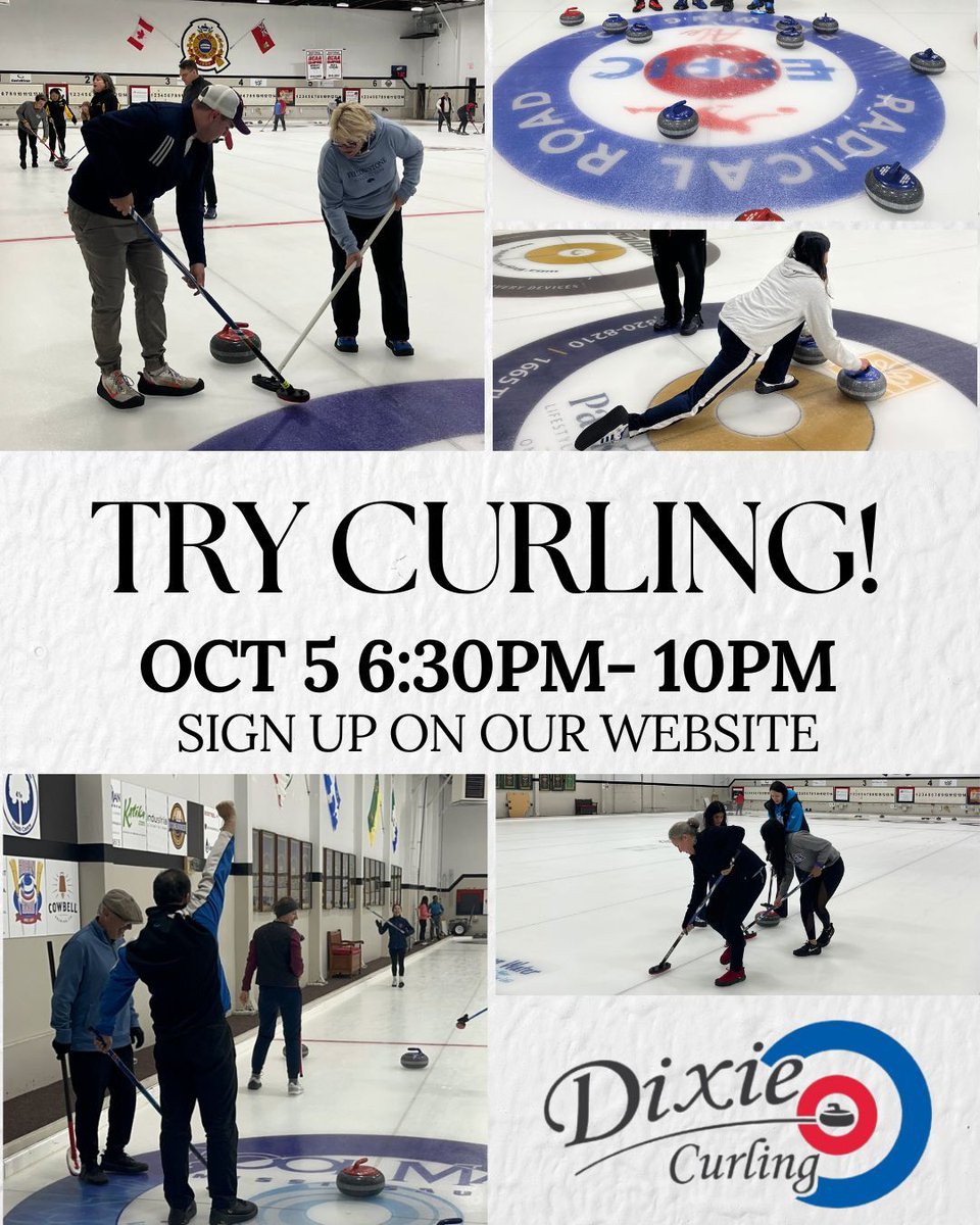 DixieCurling's tweet image. Curious about curling? Or know someone who’s always wanted to give it a shot? 
✅ No experience needed
✅ All equipment provided
✅ Just bring clean shoes and a smile!
👉 Learn more and register on our website LINK IN BIO
#TryCurling #DixieCurling #LearnToCurl #MississaugaEvents