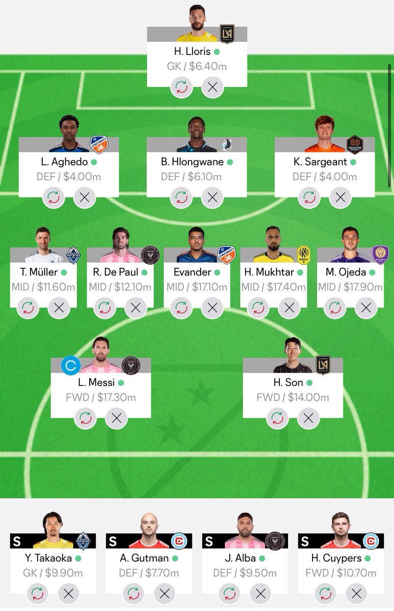 DroppinPoints's tweet image. .@MLSGoneWild checking in with my #MLSFantasy Rd. 30 lineup… for now:

- Treating Zinck like AMart last rd…FADE
- Alba on bench to protect from YCW
- RDP over Suarez
- More on that Bongi pick in Thursdays ep 👀

GOOD LUCK EVERYONE!