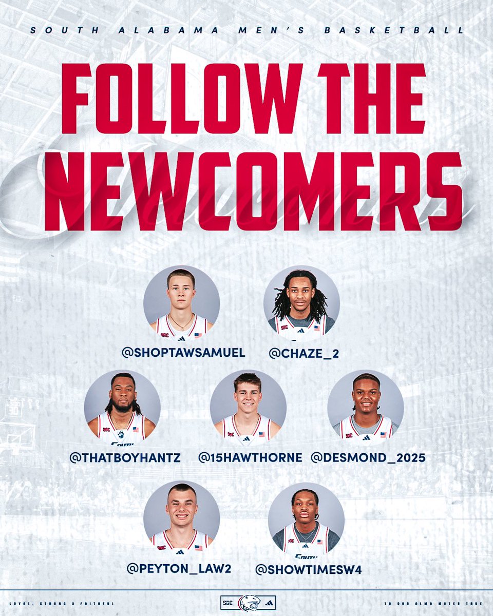 SouthAlabamaMBB's tweet image. Stop scrolling &amp;amp; follow the squad ⬇️👀

🔗: x.com/i/lists/181580…

#BurnTheBoats | #LSF