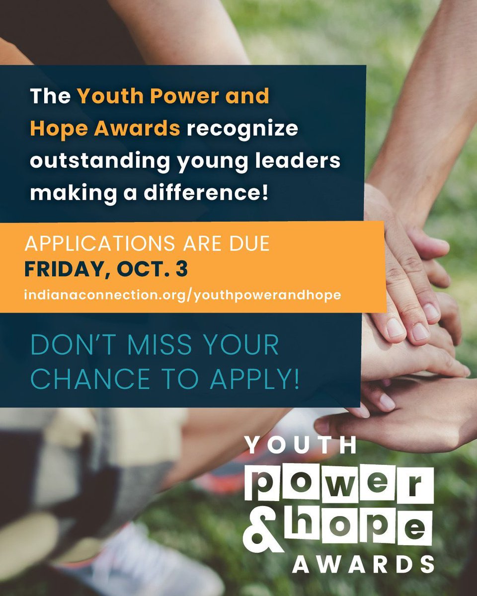 Do you know a middle schooler who gives back to their community? Have them apply for the Youth Power and Hope Awards! Up to five young leaders will each receive $500 and be featured in Indiana Connection magazine. Encourage them to apply today! Details at indianaconnection.org/youthpowerandh….