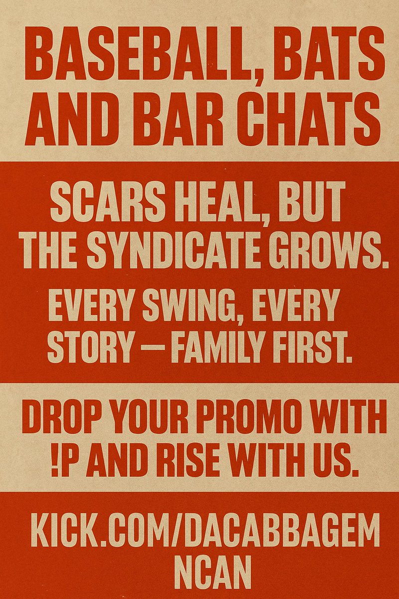 ⚾ Baseball, Bats, and Bar Chats ⚔️
Scars heal, but the Syndicate grows.
Every swing, every story — family first.
Drop your promo with !P and rise with us.
👉 kick.com/dacabbagemancan
#Yakuza6 #KyabetsuSyndicate #StillStanding #KickStreamer