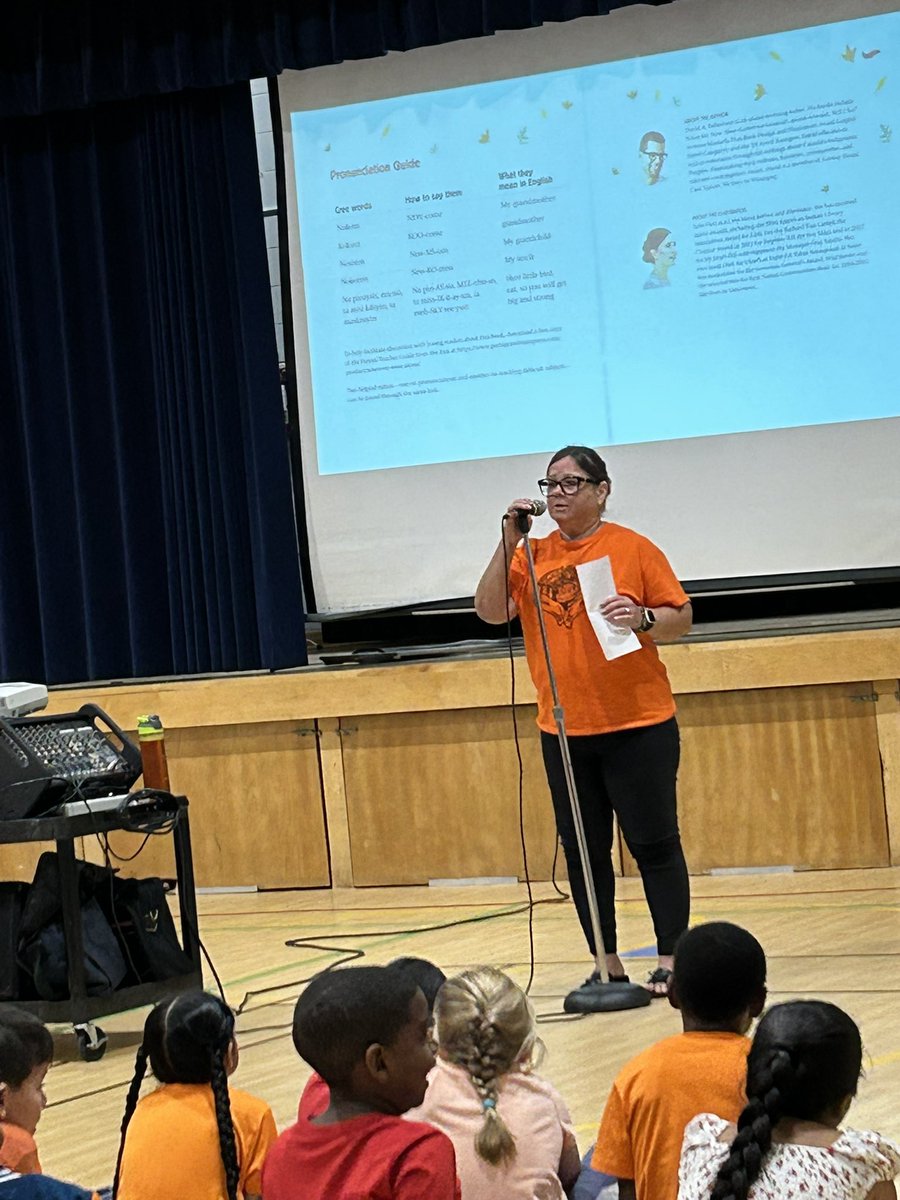 Bains1A's tweet photo. Students and staff recognized Truth and Reconciliation Day by wearing Orange shirts and participating in meaningful learning @goldcrest_ps #Orangeshortday @PeelSchools https://t.co/tlssFqGAoJ