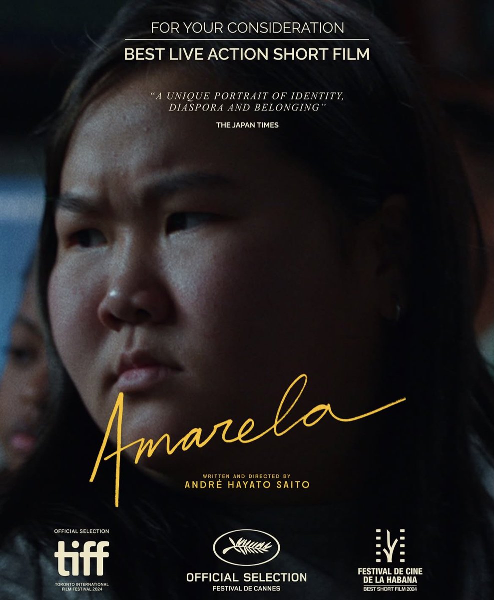 oxentepipoca's tweet image. For Your Consideration do curta-metragem brasileiro &apos;Amarela&apos;, de André Hayato Saito, que já está disponível no streaming da Academia para os votantes do Oscar.

A trama segue Erika Oguihara, uma adolescente japonesa-brasileira que rejeita as tradições de sua família. 🇧🇷 #FYC