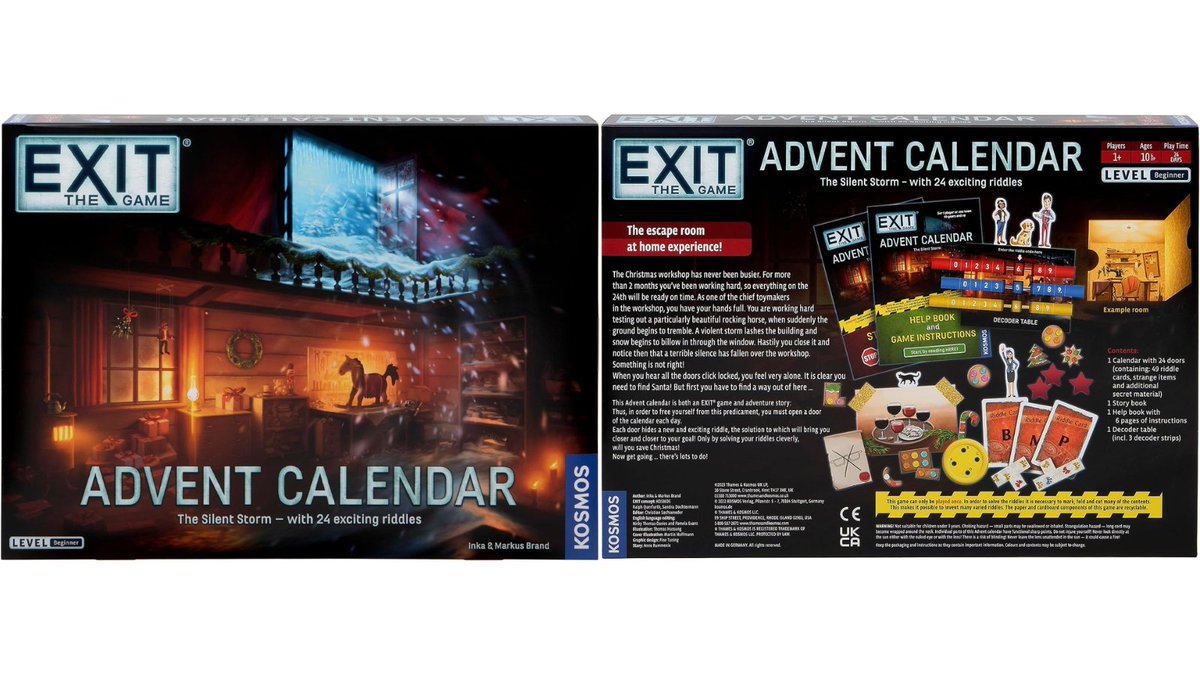 jenns970's tweet photo. EXIT: The Game-Advent Calendar-The Silent Storm Family Game Cooperative Game Puzzle a Day Escape Room. This advent calendar includes 24 days of unique puzzles that will lead you through a Christmas mystery. #affiliate #ad #adventcalendar #exitthegame https://t.co/fhnWdtc7d2 https://t.co/VakknMyPFR