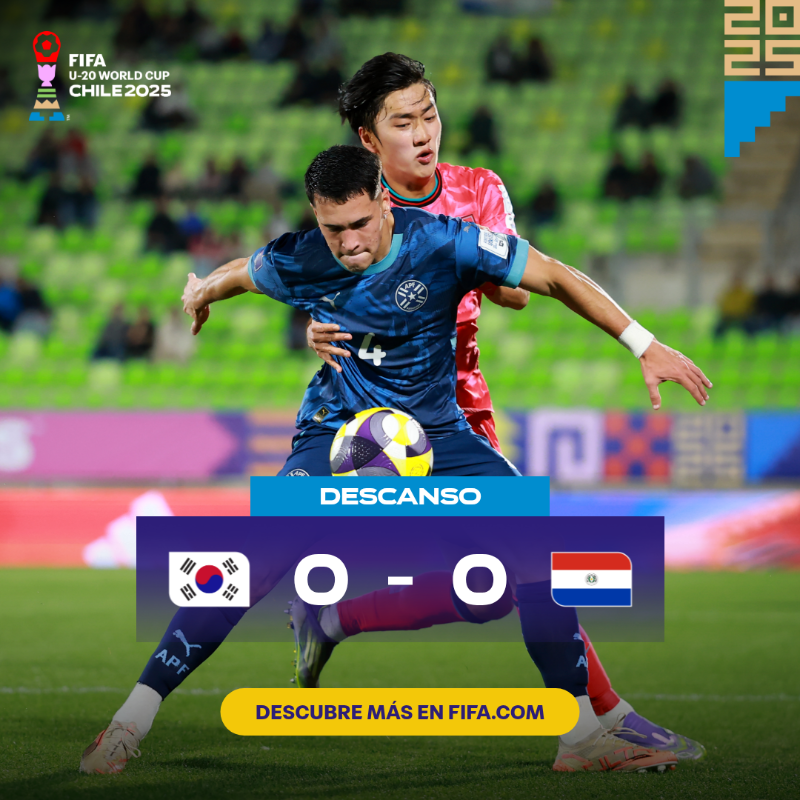 fifaworldcup_es's tweet photo. Empate sin goles al entretiempo. 🇰🇷🇵🇾

#U20WC