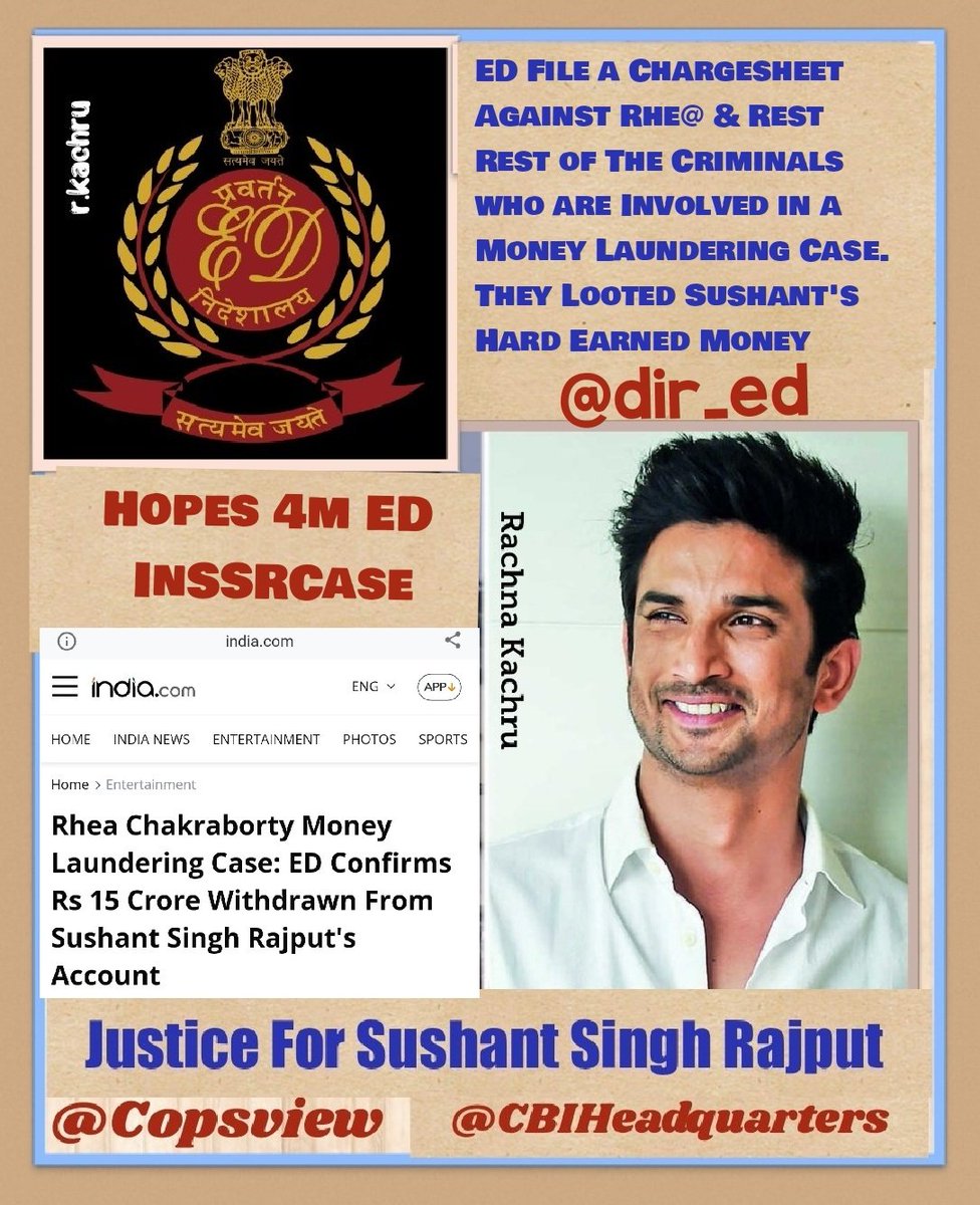 🔱Har Har Mahadev🔱

<a href="/dir_ed/">ED</a>  <a href="/Copsview/">Praveen Sood</a>
How did Rhea Manage to Hire d Most
Expensive Lawyer to Take her Case❓
What happened to 15 Crores which
were Missing from SSR Account❓
Have you Probed Kwan &amp; Rhe@'s
Mysterious Transaction❓
Break Your Silence Now

TL~Hopes 4m ED InSSRCase