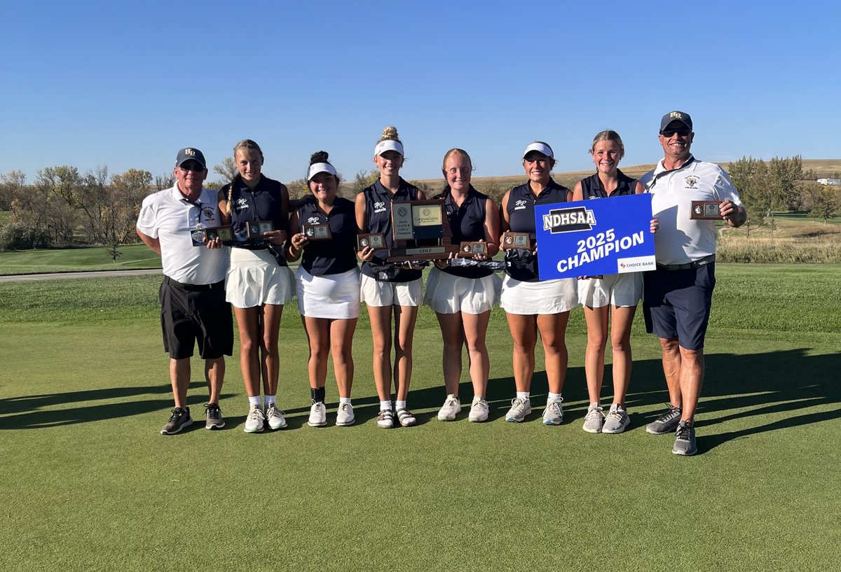 NDHSAA's tweet photo. 2025 NDHSAA Class B Girls Golf Team State Champions: Heart River Cougars

#NDHSAA #NDpreps @bankwithchoice #PeopleFirst https://t.co/Qffz58scv2