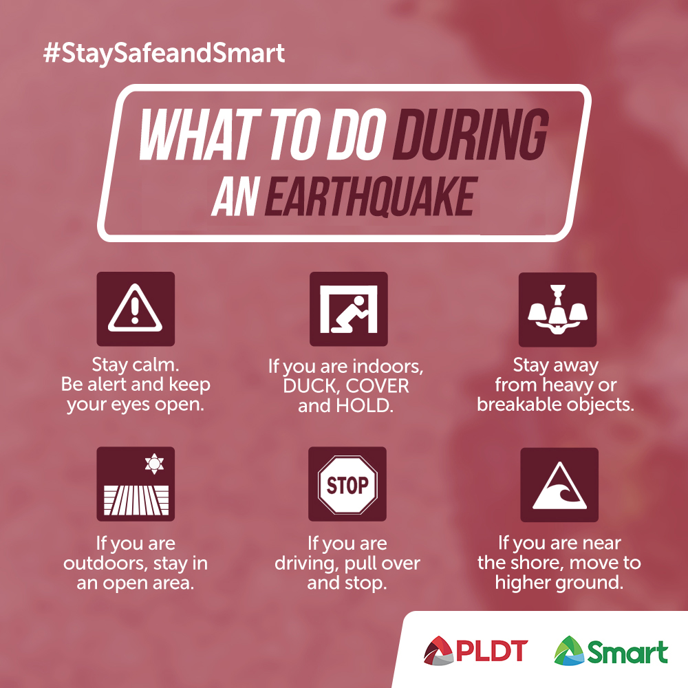 SmartNewsroom's tweet image. Know what to do when an earthquake strikes. Take safety precautions and heed instructions from authorities. Stay #SafeandSmart.