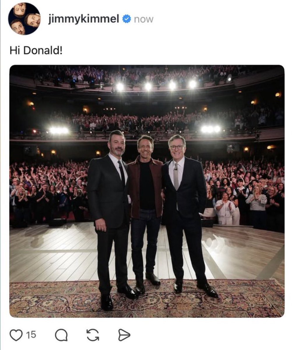 Trump’s worst nightmare! Kimmel, Colbert, Meyers all on stage together slamming Donald Trump. It doesn’t get better than this!