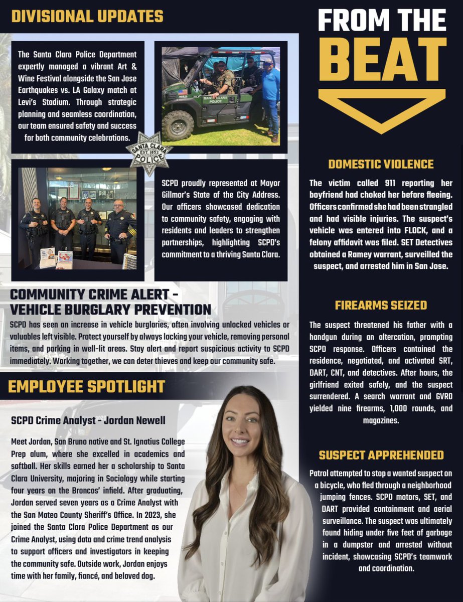 SantaClaraPD's tweet photo. Hot off the press, September’s The Mission is here! Catch the Chief’s Corner, meet our featured team member (she’s pretty awesome!) and see how Santa Clara is gearing up for everything from community festivals to the Super Bowl and FIFA World Cup. https://t.co/nf8cXpnFuD