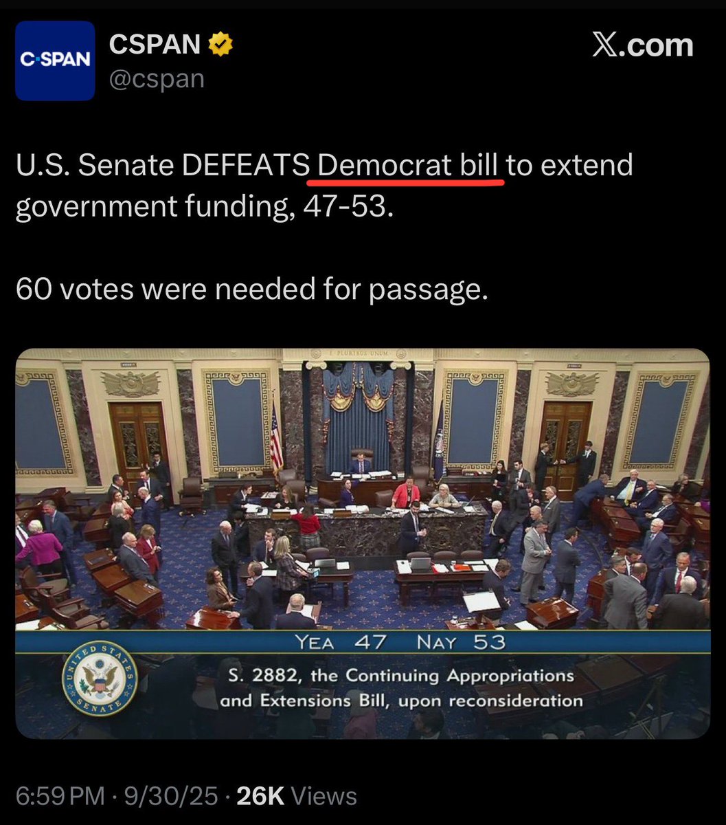 acnewsitics's tweet image. Republicans voted to shut down the government
