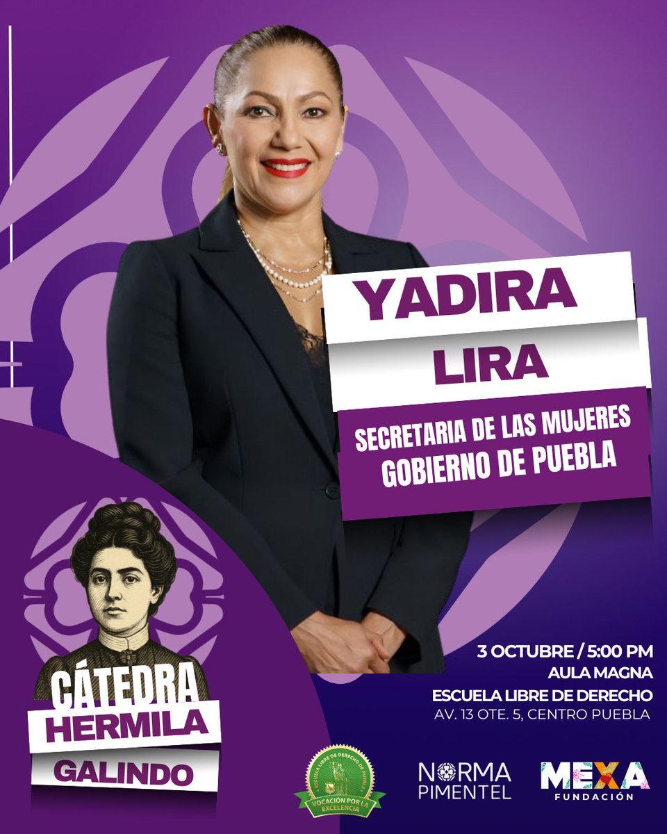 🥇✨ Celebramos que la disciplina y el coraje de Yadira Lira <a href="/Lira_Yadira/">Yadira Lira</a> nos acompañe en #CatedraHermilaGalindo

Campeona que llevó a Puebla y a México a lo más alto, hoy inspira a nuevas generaciones a pelear con la misma pasión. 🥋🇲🇽

#YadiraLira