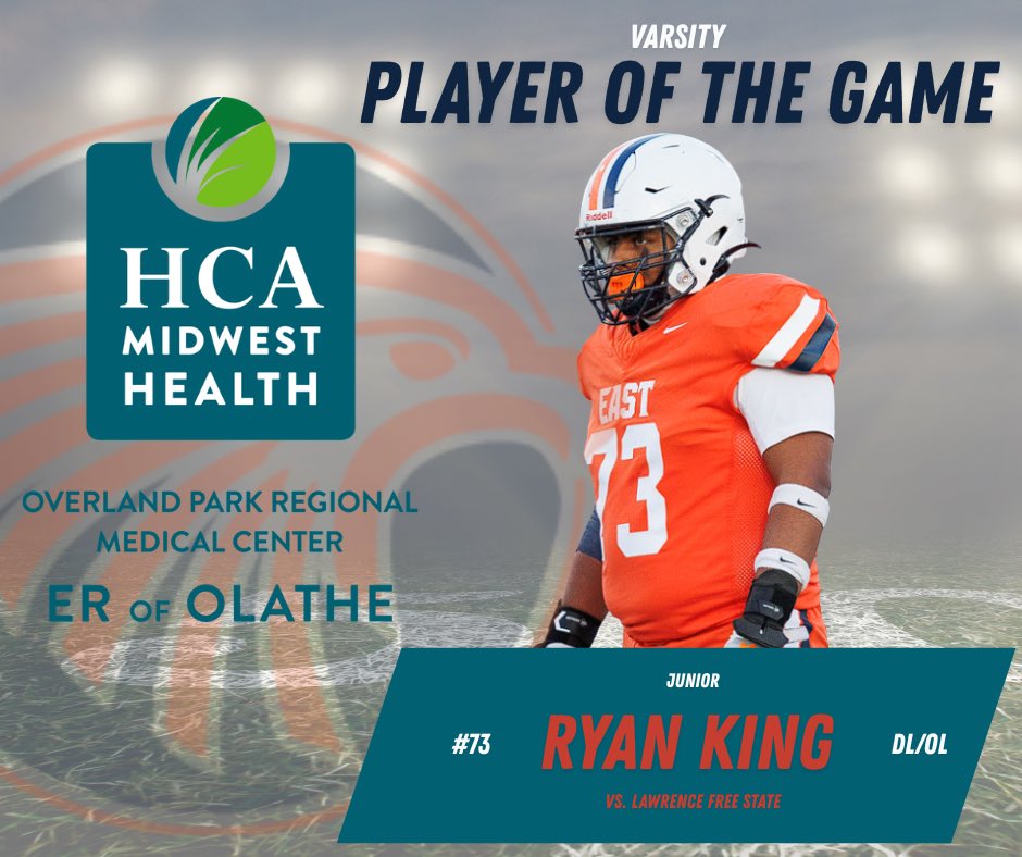 🌟Varsity Player of the Game 🌟

Congratulations to Ryan King on being named Player of the Game vs. Lawrence Free State! Ryan’s hard work and grit in the trenches set the tone for the Hawks all night.

Presented by <a href="/HCAMidwest/">HCA Midwest Health</a> 

#HawkPride 🦅 | #PlayerOfTheGame