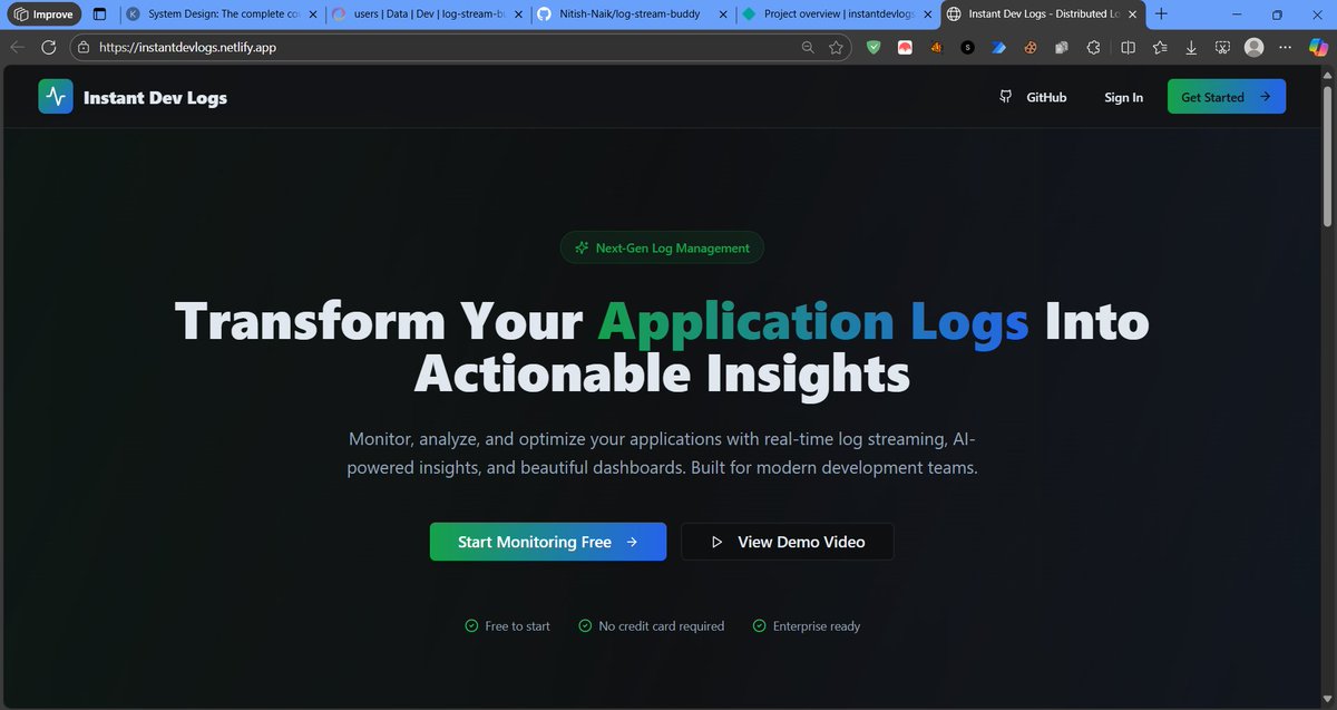 nitishnaik2022's tweet photo. 🚀 Built my app for #ModernStackHackathon!

🔹 "Monitor. Analyze. Optimize."
🔹 Used: @convex @better_auth  @openai @inkeep  
Check it out 👉 https://t.co/WEvMwtzuwz
Thanks to all the awesome sponsors for killer tools. Excited for finals!

#ModernStack #Hackathon https://t.co/e29tla6eLh