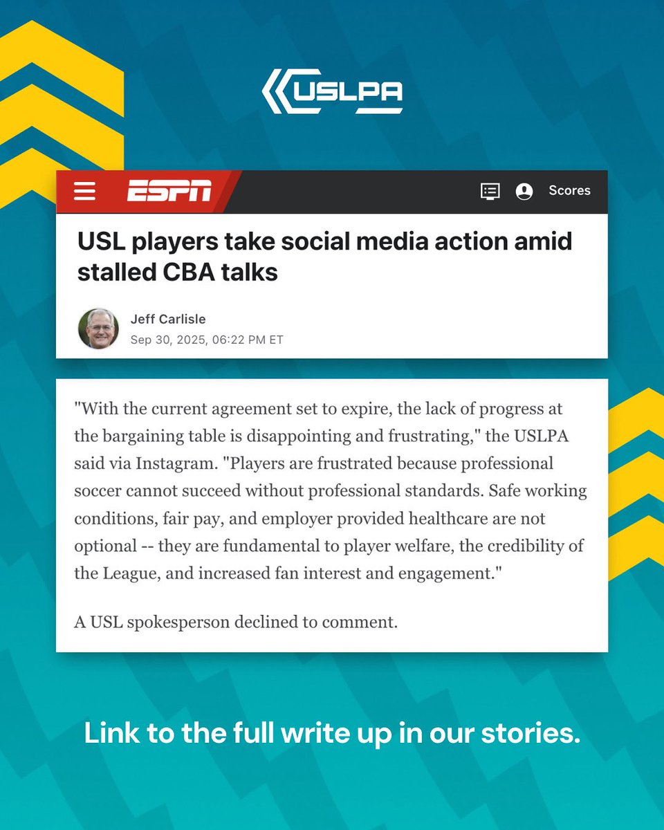 Our fight for professional standards is now national news. 🗞️

Read the full article on ESPN
espn.com/soccer/story/_…