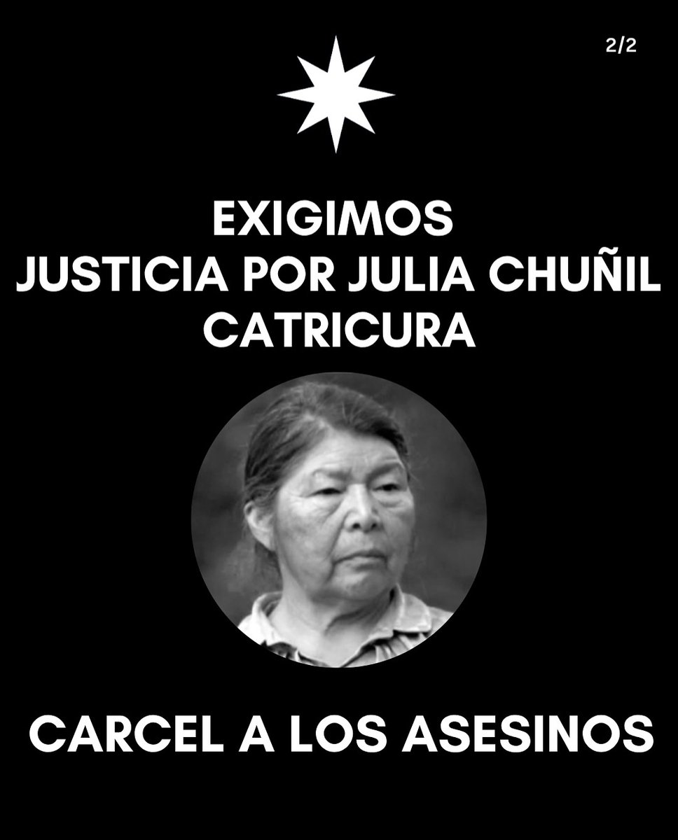 #juliachuñil
Justicia por Julia Chuñil

Ella sólo cuidaba el bosque. 
Mujer defensora de la Tierra
Que todos pidan justicia por ti!