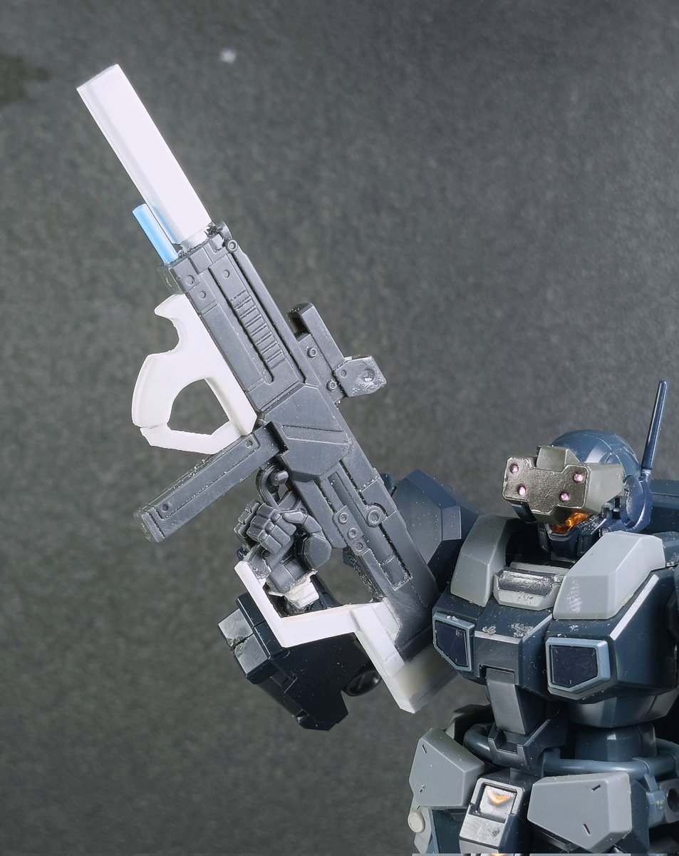 Prayogo_Forge's tweet image. WIP - HGUC Jesta Ecoas. Instead of something basic. I opted for a more robust and precise. Based off Hera Arms CQR stock, I've scratchbuilt a new muzzle, foregrip, and buttstock to add the spec-ops feel. Looks pretty good so far.