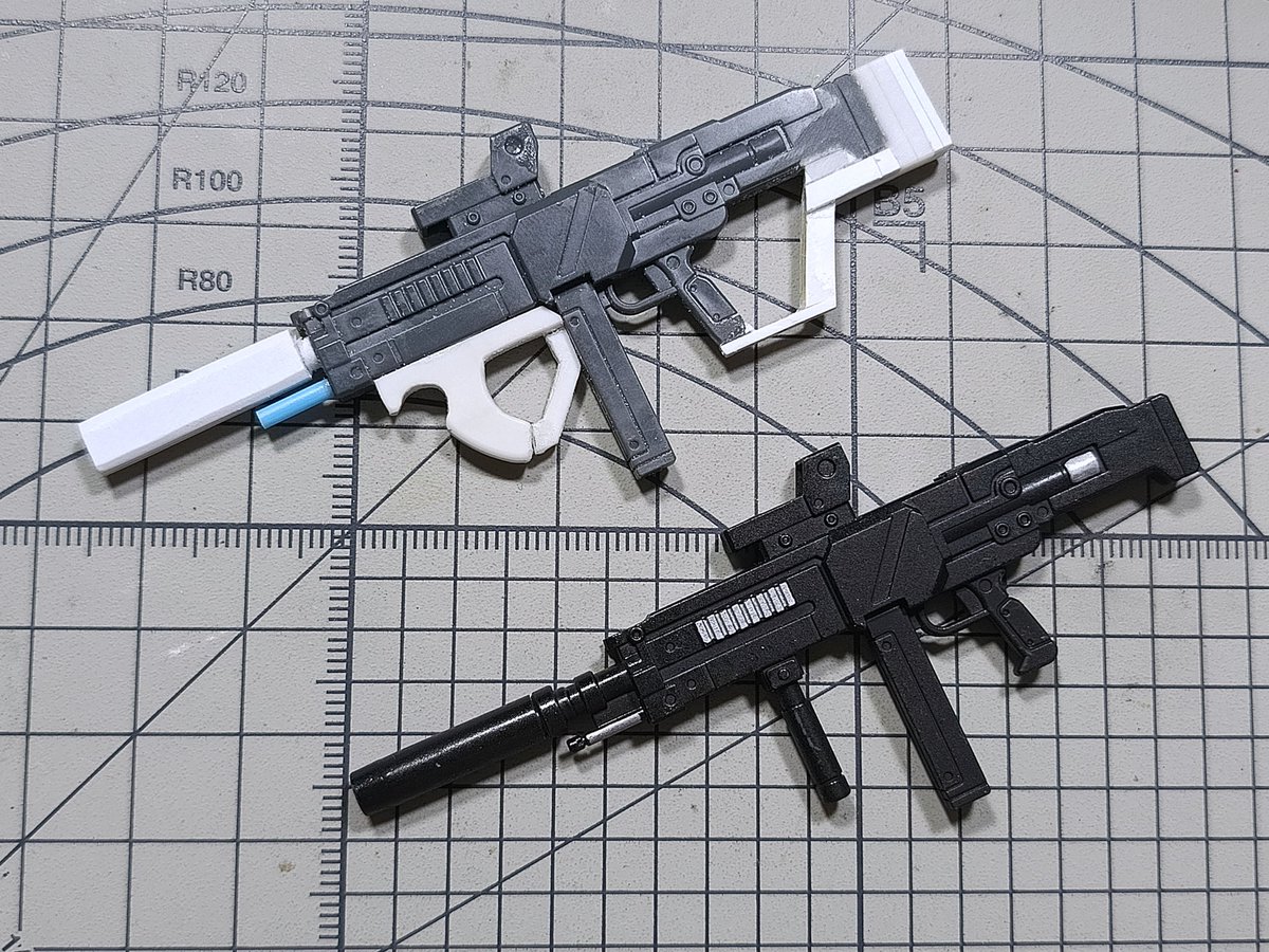 Prayogo_Forge's tweet image. WIP - HGUC Jesta Ecoas. Instead of something basic. I opted for a more robust and precise. Based off Hera Arms CQR stock, I've scratchbuilt a new muzzle, foregrip, and buttstock to add the spec-ops feel. Looks pretty good so far.