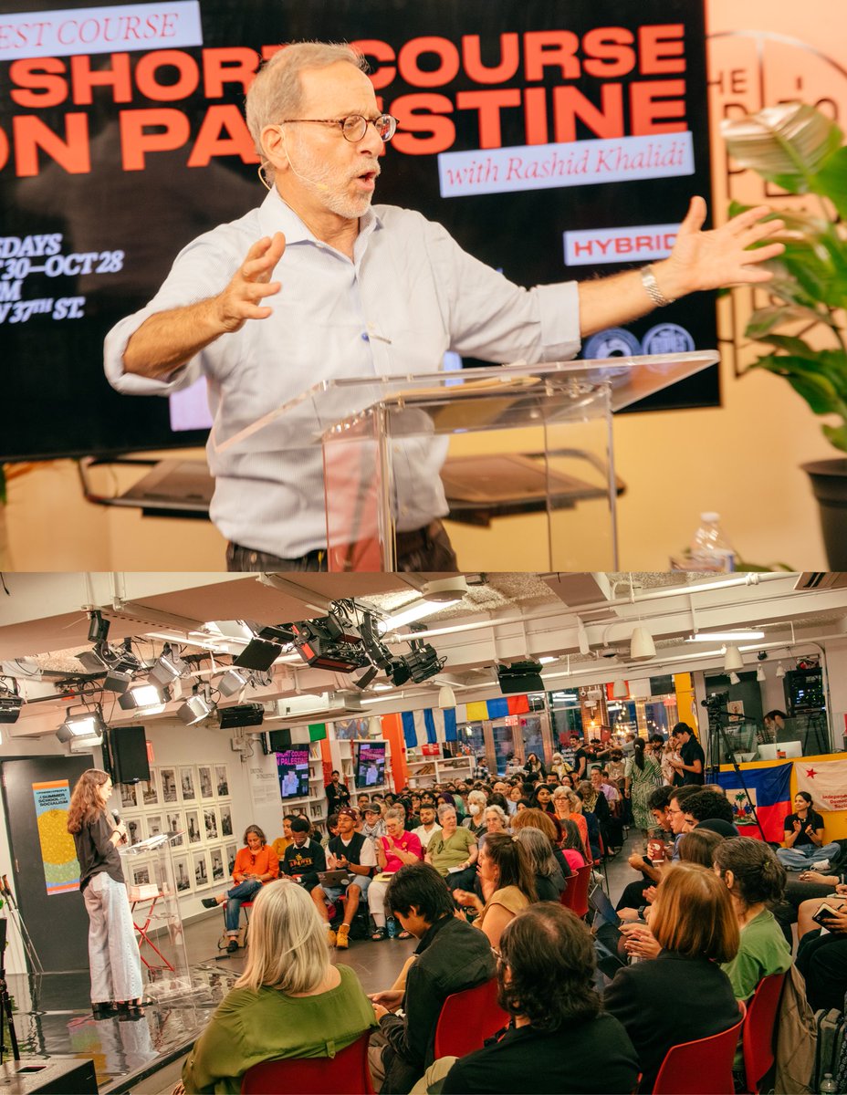 PeoplesForumNYC's tweet image. 🇵🇸 Tonight we had the honor of hosting the first session of Rashid Khalidi’s A Short Course on Palestine. The space was filled to capacity with people eager to learn and engage with the history of Palestine in relation to the rise of Zionism. Hosting this course at The People’s…