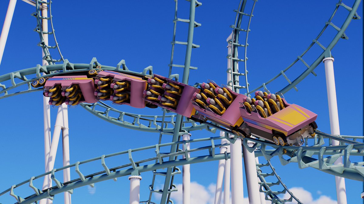 Still quite a bit of shaping and track editing needed, but she kind of eats? The bones are there at least. #planetcoaster #planetcoaster2