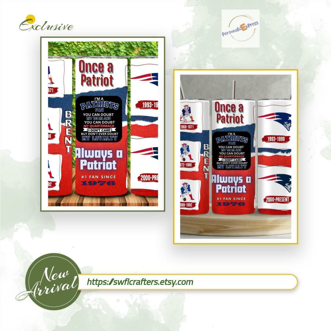 Show your Patriots pride with our personalized 20oz tumbler for just $25! Perfect for game day or everyday use. Make it yours today! #PatriotsNation #CustomGifts

Shop Now etsy.com/listing/183029…