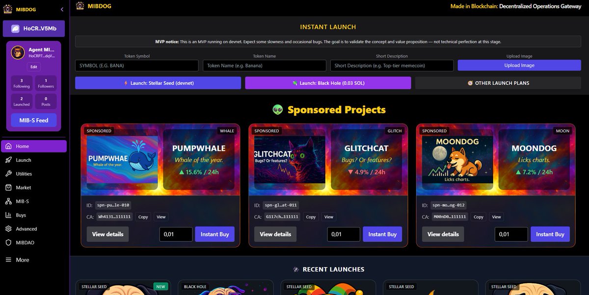 MIBDOG's tweet photo. 🚨 Update from HQ 🚨

The MVP launch was planned for today, but there will be a SMALL DELAY ⏳ while we polish the final details.
No dev dumps. No rushed releases.

At first, it would only show the HOME with token launch + DBC POOL on devnet.

But — to truly show what we believe in — we decided to UPGRADE this MVP and already deliver it on devnet with:

👉 the SOCIAL LAYER ✨ (MIB-S feed)
👉 the TOKEN DETAIL + SWAP PAGE 📊
👉 MOBILE VERSION SUPPORT 📱
👉 and MORE SURPRISES 👀

⚫🐶 Transparency first, hype second.

🚀 The LAUNCH IS COMING soon.
Stay sharp, Agents — the mission is alive.
$MIBDOG #MIBDOG