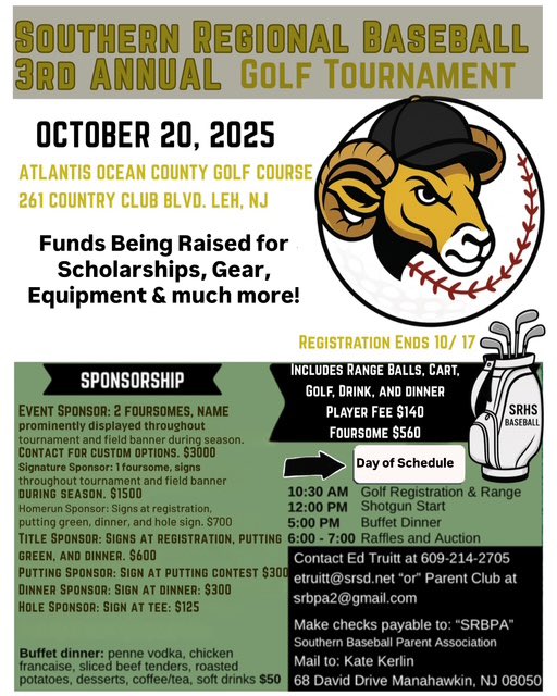 srbpa's tweet photo. 🎉 Tee Off for a Great Cause! ⛳️
Southern Baseball’s 3rd Annual Golf Tournament is just around the corner and we’re still looking for:
🏌️‍♂️ Players
🎁 Basket Donations
🤝 Sponsors https://t.co/fo6U10t1f8
