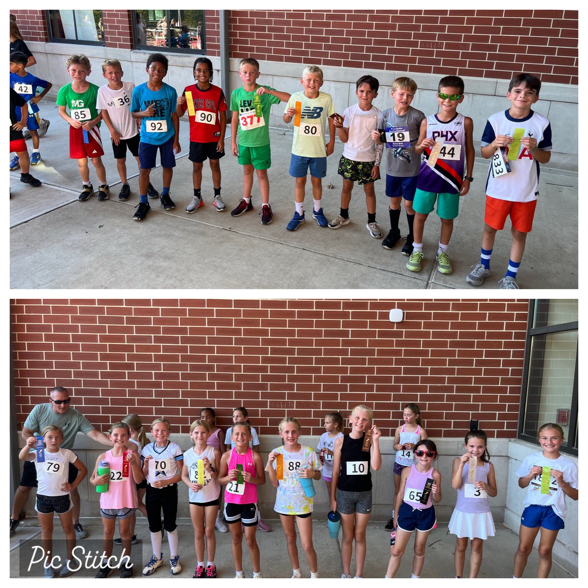 CG Elementary Mile Top 10 Winners.  Over 200 4th and 5th Graders ran their way to the top this afternoon. Thanks to all the volunteers for their help. It takes a village. Aim High.