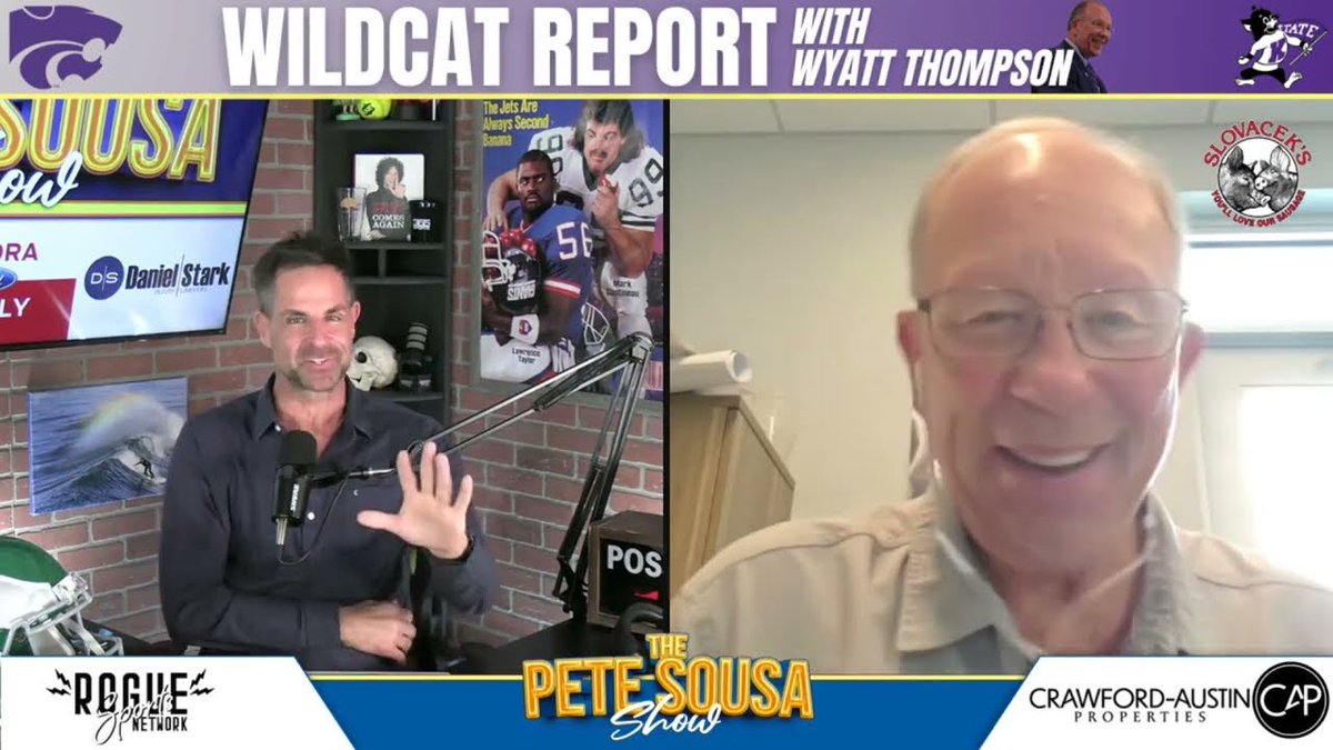 peteysousa's tweet photo. Awesome to catch up with The Voice of @KStateFB Wyatt Thompson ahead of K-State’s game with @BUFootball. #KansasStateFootball 
@CatvoiceWyatt @big12studios https://t.co/2C45GPFPhx