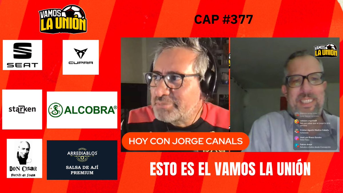 Conversa, tallas, recomendaciones de libros y mucha chachara de la <a href="/UEoficial/">Unión Española</a> en el episodio 377 del vamos La Unión, en este martes con el doctor <a href="/jorge_canals/">Jorge Canals de la Puente</a> , link y nos vemos el jueves a las 20 horas ! youtube.com/watch?v=_5IZCc…