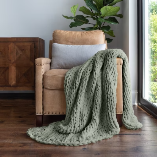 I just received Chunky Knit Throw Blanket Braided, Soft &amp; Cozy - Becky Cameron, Eucalyptus, Throw from Anonymous via Throne. Thank you! throne.com/maelefay #Wishlist #Throne