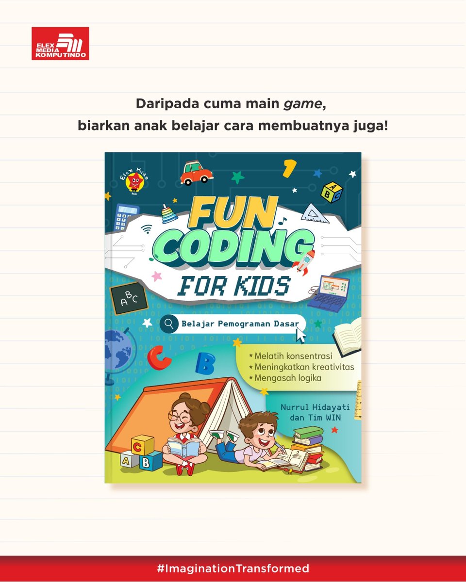 elexmedia's tweet image. Buku "Fun Coding for Kids" hadir untuk mengenalkan dasar-dasar pemrograman dengan cara yang mudah, menyenangkan, dan nggak bikin pusing 👨💻
Info: shopee.co.id/Elex-FUN-CODIN…
#ElexMedia #ElexKidz #BelajarCoding #FunCodingForKids #ImaginationTransformed
