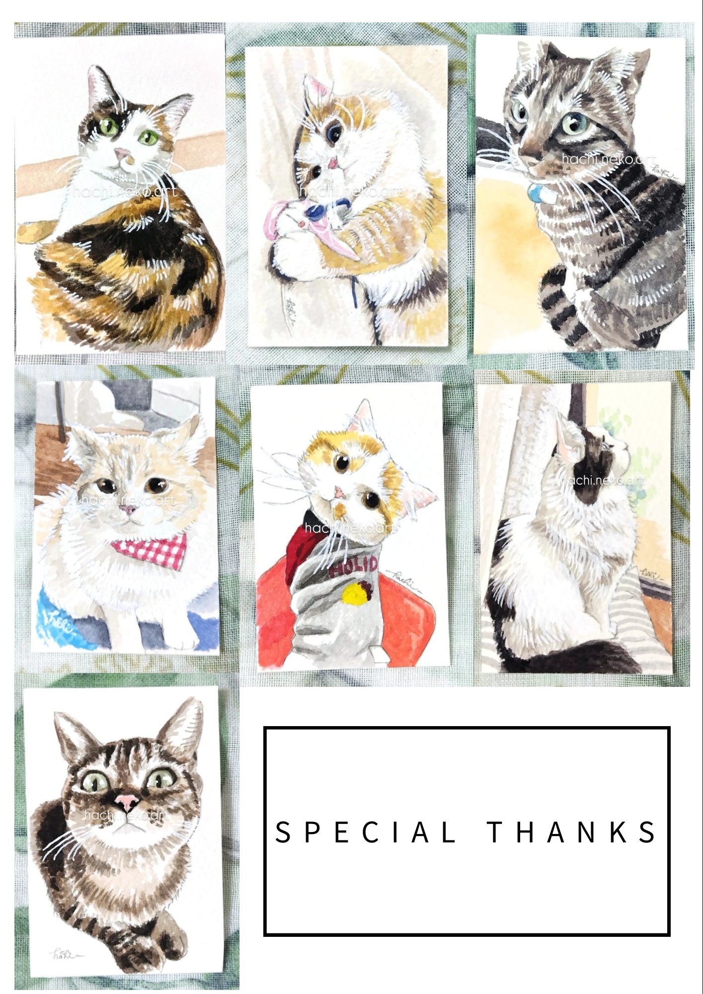 はなとねこ　(原画) 原画「仲良しさくらねこのいる桜咲く丘」 F10号 #絵画 #ねこ