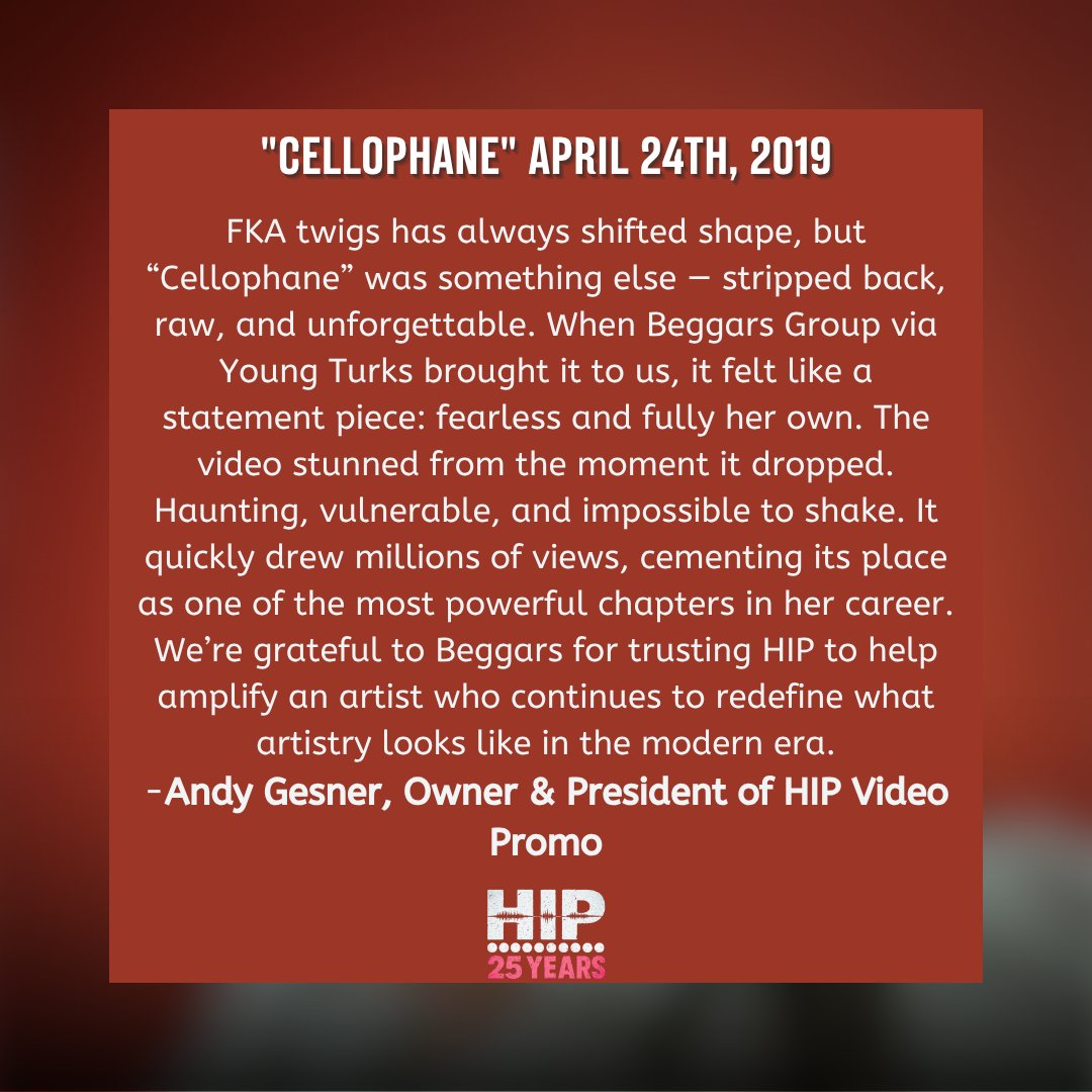 HIPVideoPromo's tweet image. FKA twigs has always shifted shape, but “Cellophane” was something else — stripped back, raw, and unforgettable... #HIP100 #25YearsofHIPVideoPromo