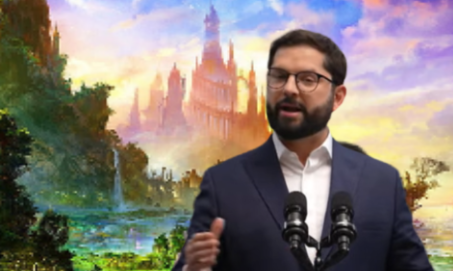 Iherreraa's tweet photo. Boric hablando del maravilloso país que es Narnia https://t.co/J4IpjUn1uw