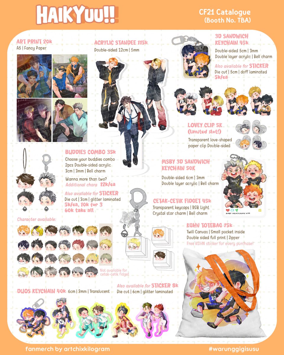 HAIKYUU fan-merch by
#warunggigisusu 

#comifuro21 #comifuro21catalogue #CFXXI #Haikyuu #warunghaikyuu