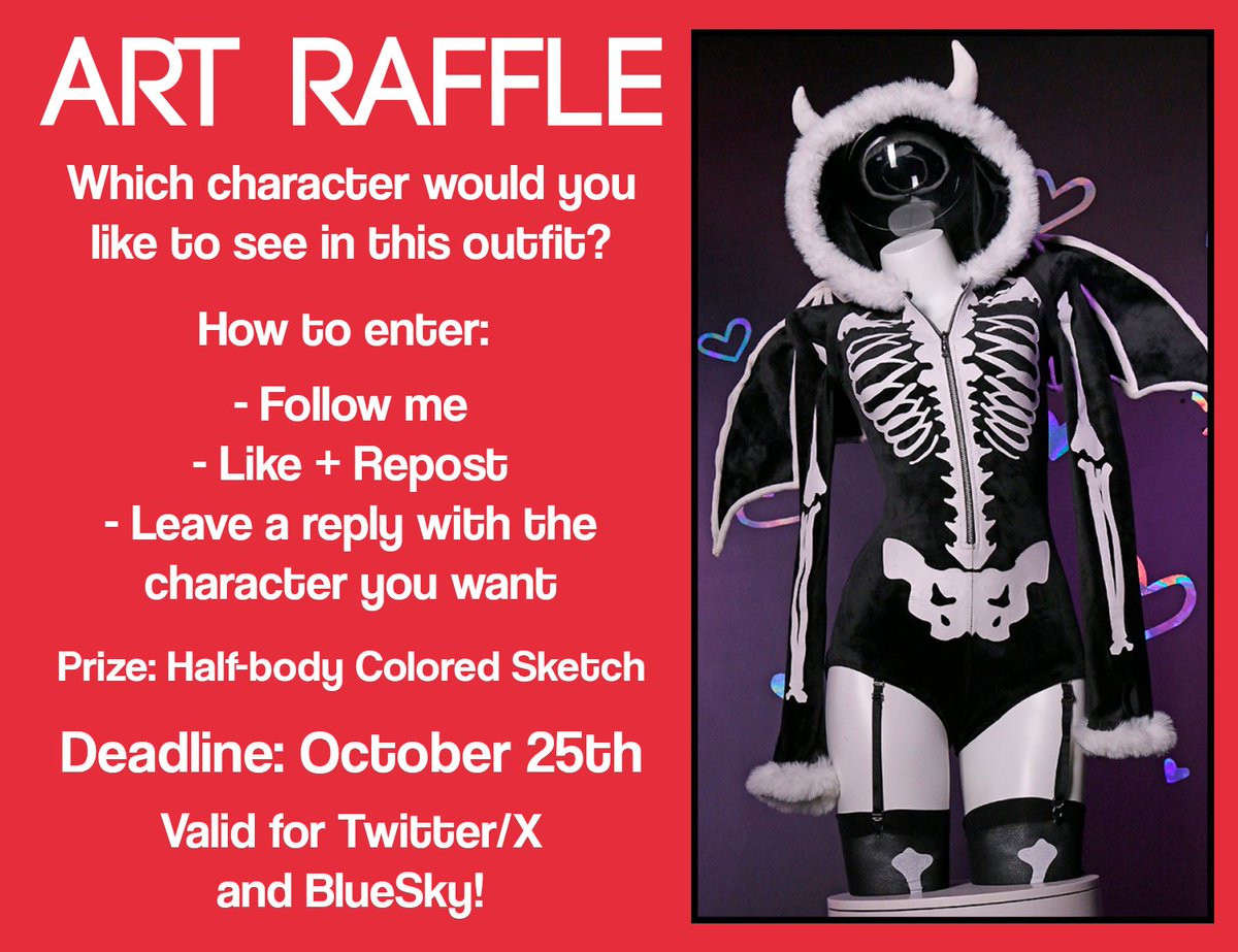 ✨ART RAFFLE ✨

October raffle guys! Valid for my Twitter/X and 🔵☁️ accounts!! You can join on both to have more chances to win!🥰

🔴HOW TO ENTER:
▪️ Follow me
▪️ Like + Repost
▪️ Reply with the character you want to see in the outfit

📆Deadline: OCTOBER 25th